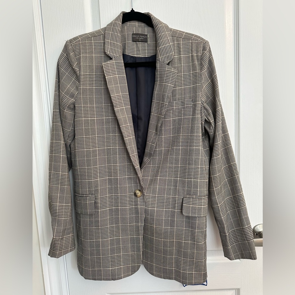 Women’s Brown and Taupe Plaid Blazer